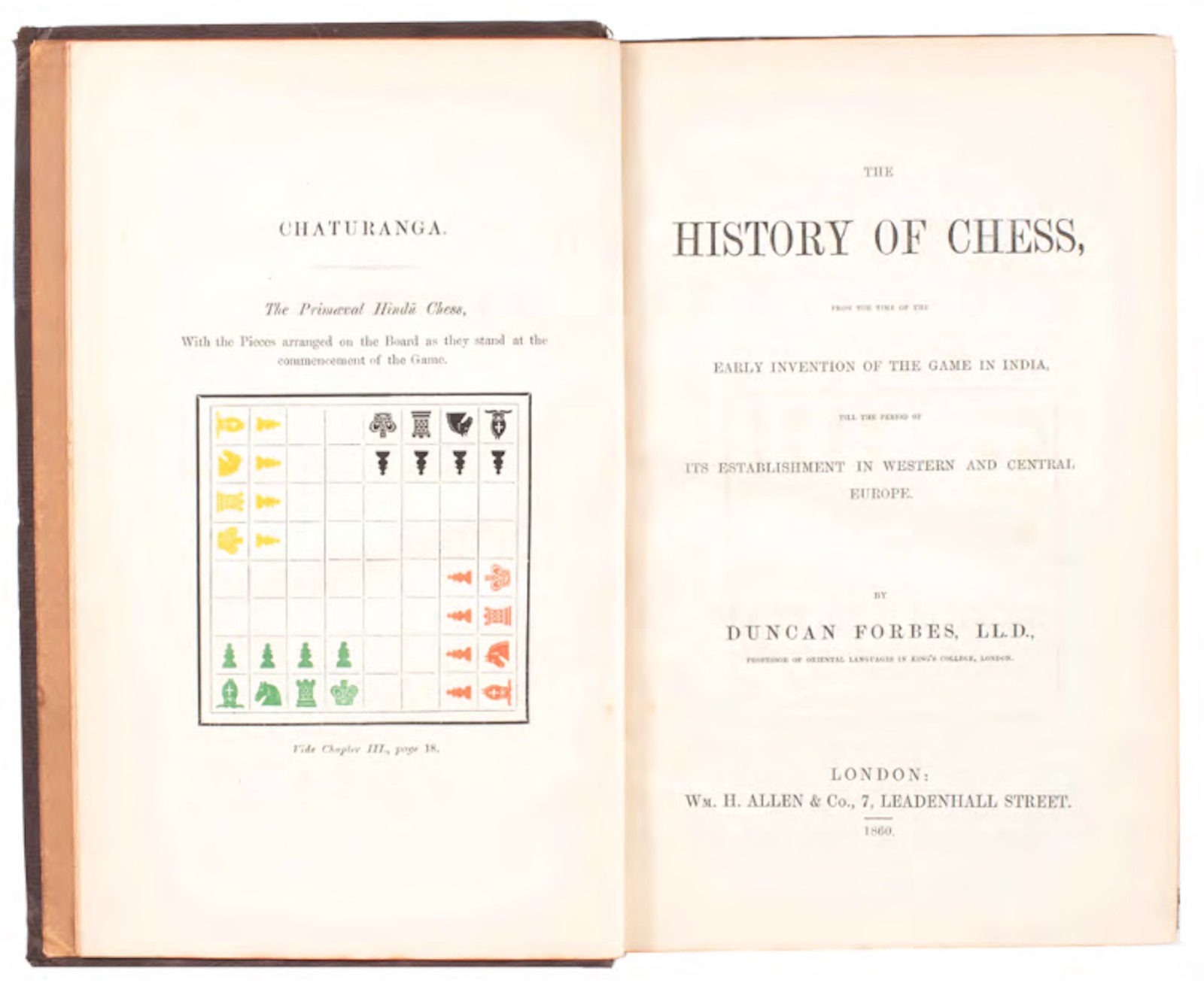The history of chess by Duncan Forbes, first edition, 1860