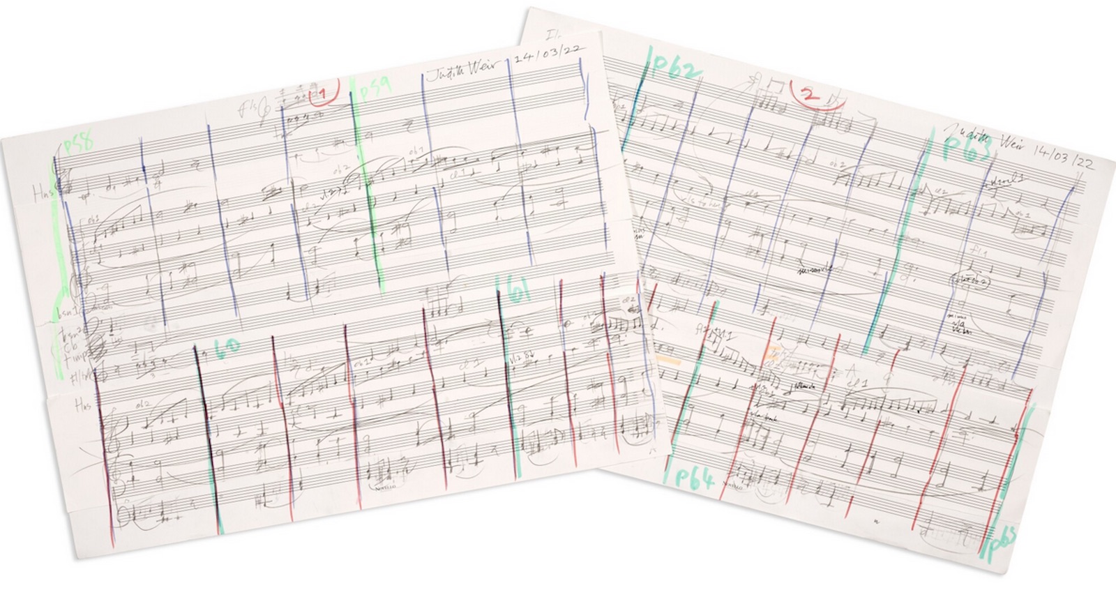 J. Weir. Autograph draft for "New Every Morning", signed, 2020-2021