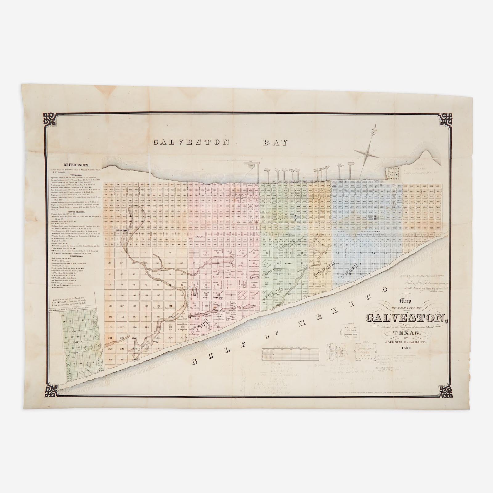 A rare Reconstruction-era map of Galveston, Texas