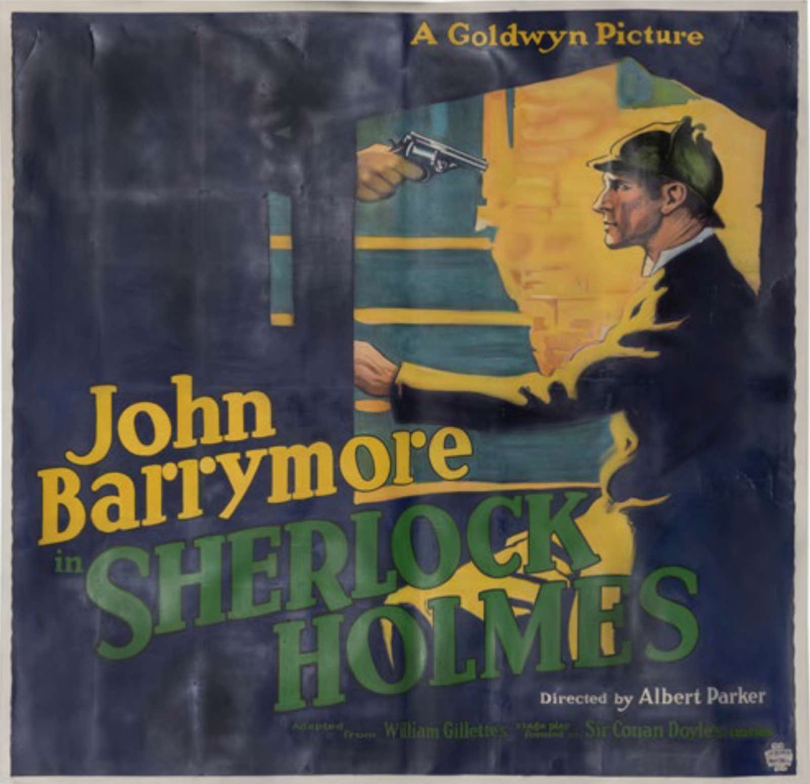 Original six-sheet poster for the 1922 silent film with John Barrymore as Sherlock Holmes