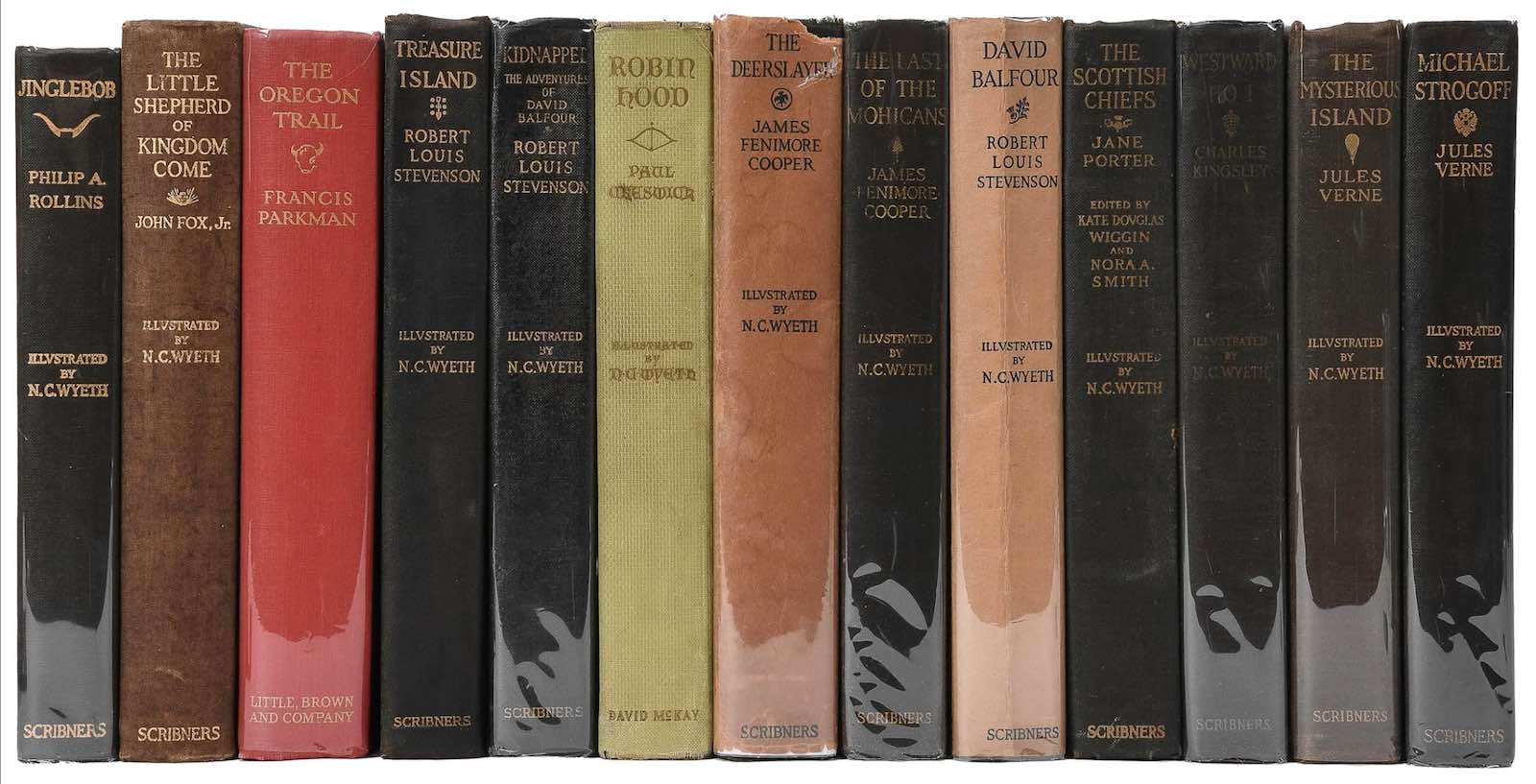 A collection 13 first editions of books illustrated by N.C. Wyeth 