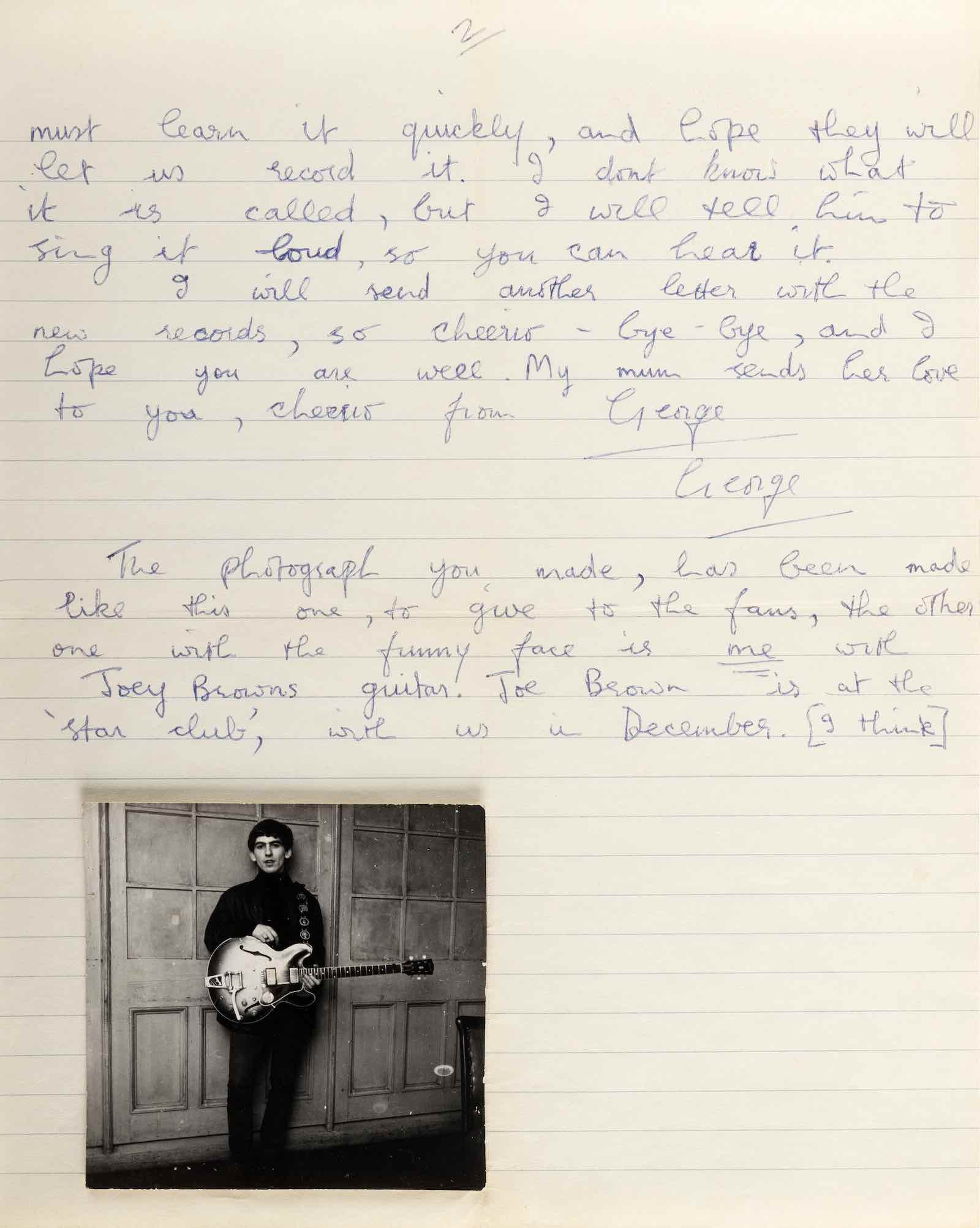 George Harrison handwritten letter to Astrid Kirchherr