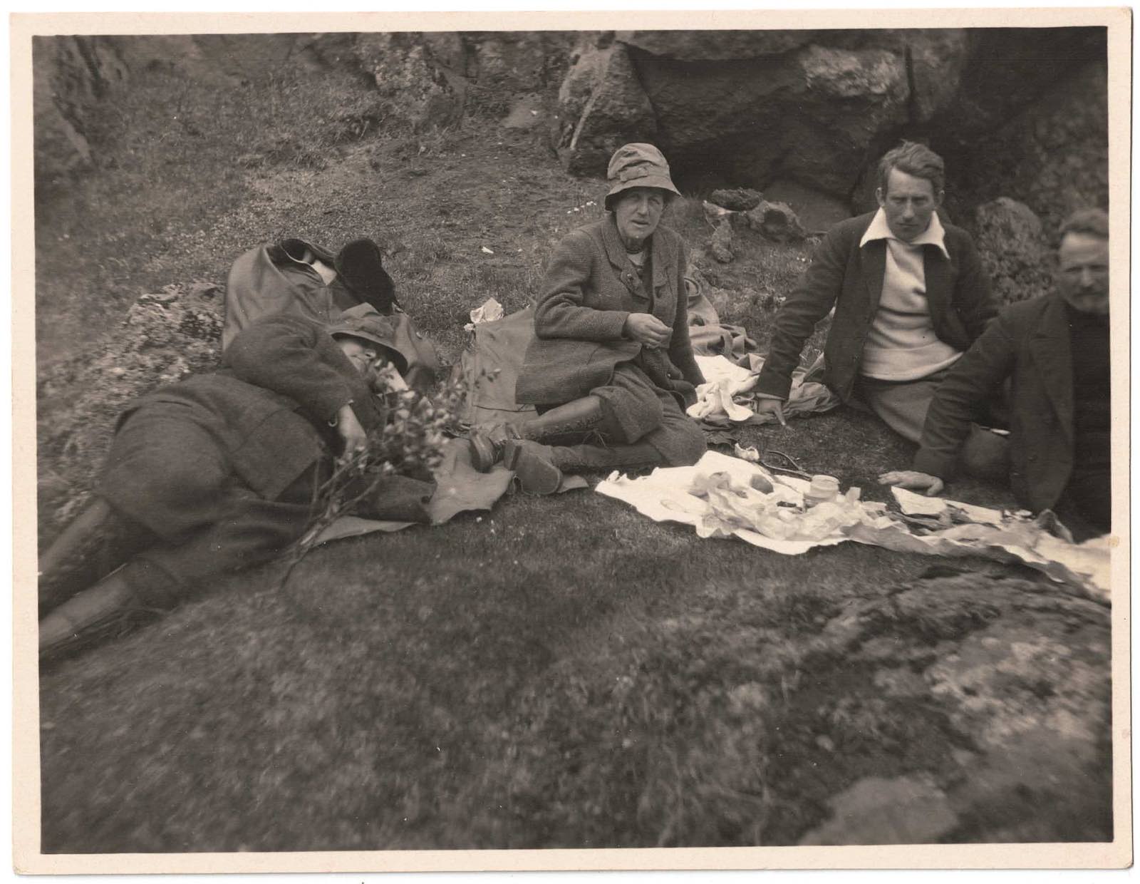 Photograph of May Morris, Mary Lobb and guide
