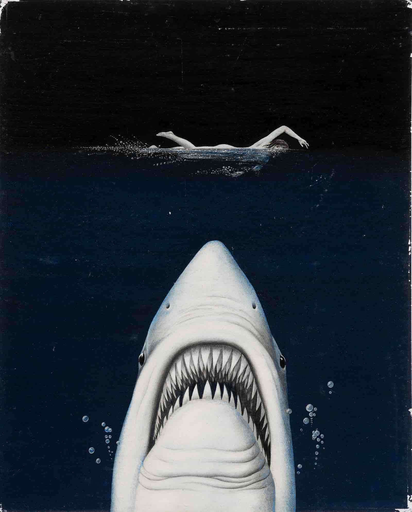The original final book cover artwork for Jaws