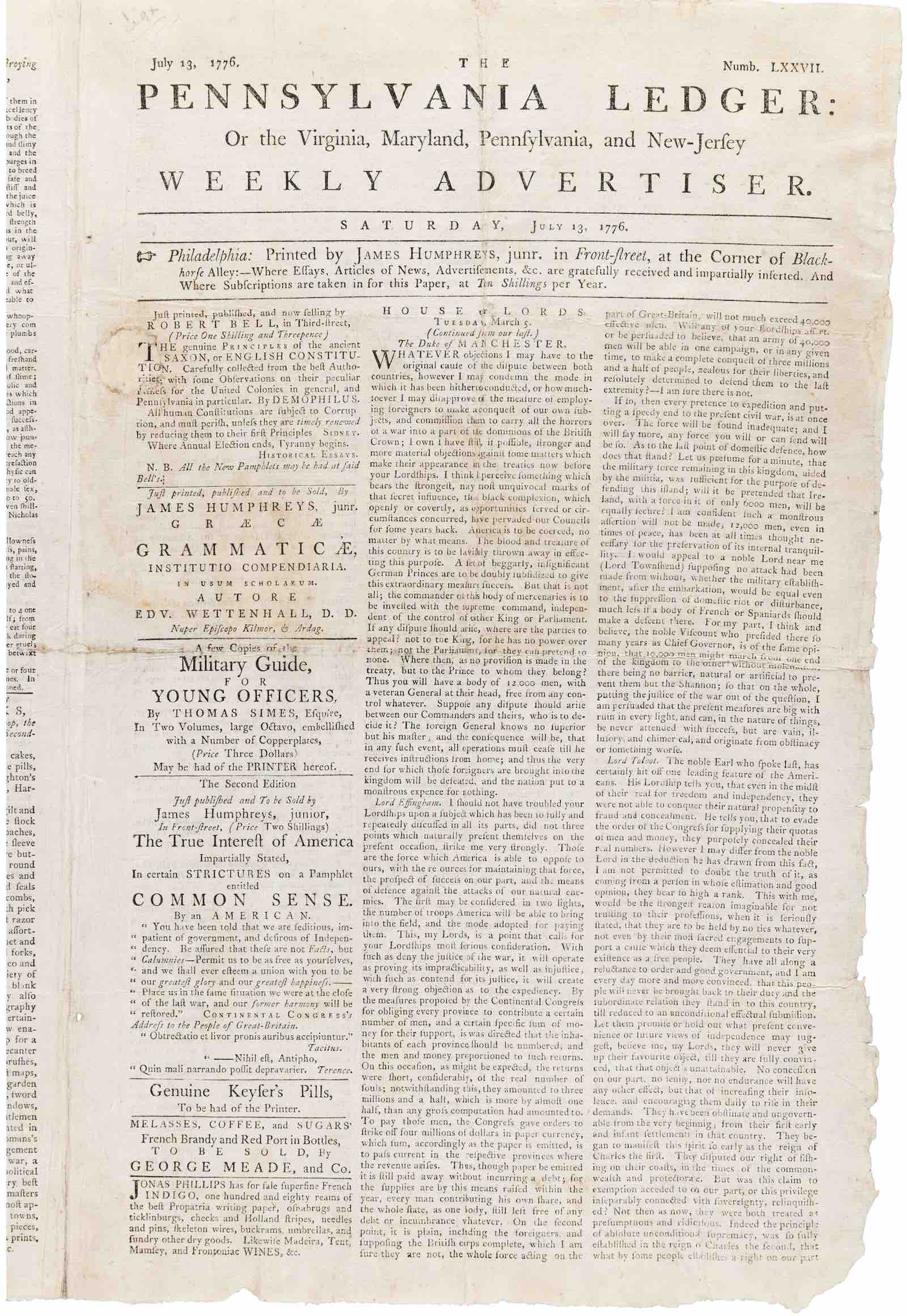 Declaration of Independence printing