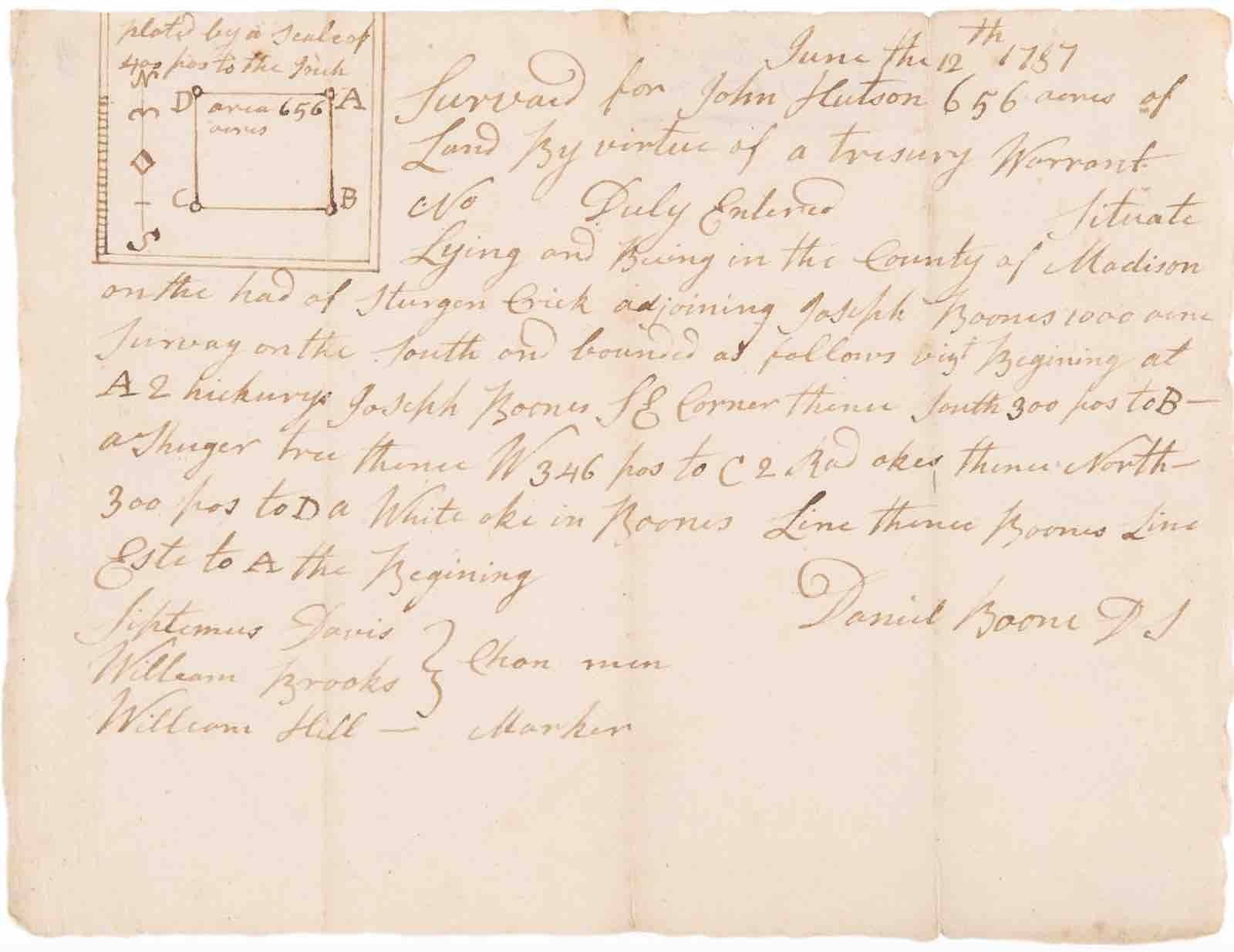Signed Daniel Boone document