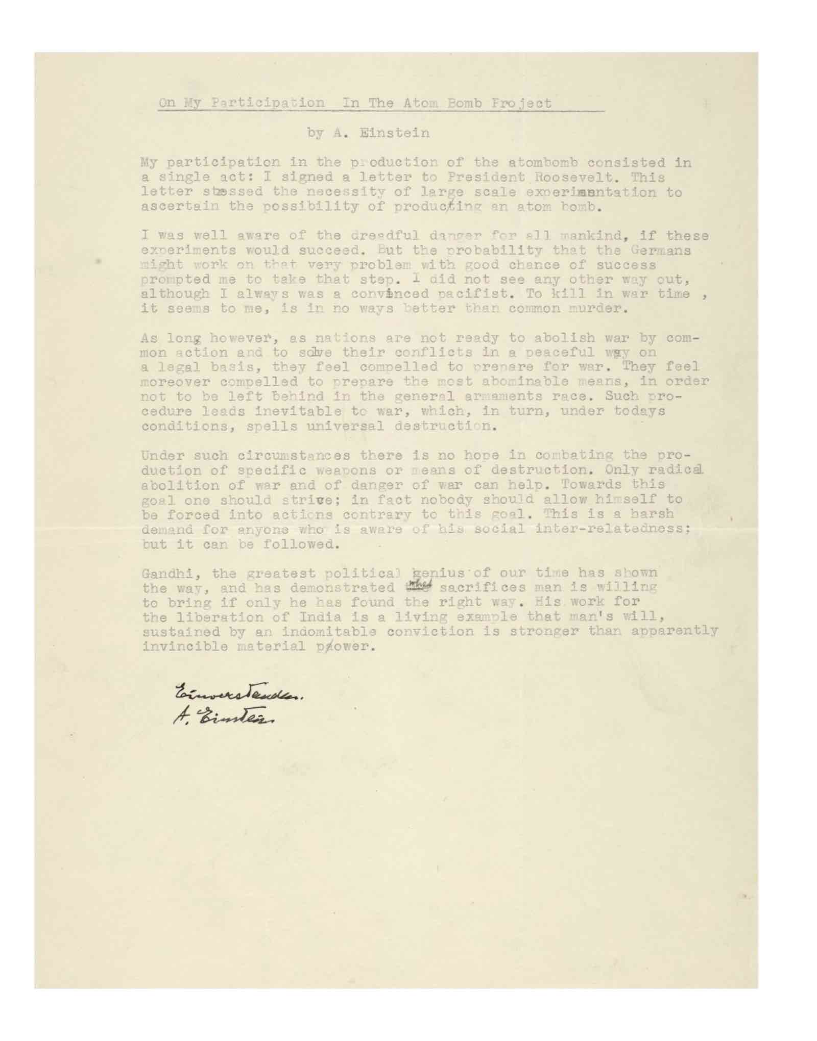 The Einstein statement