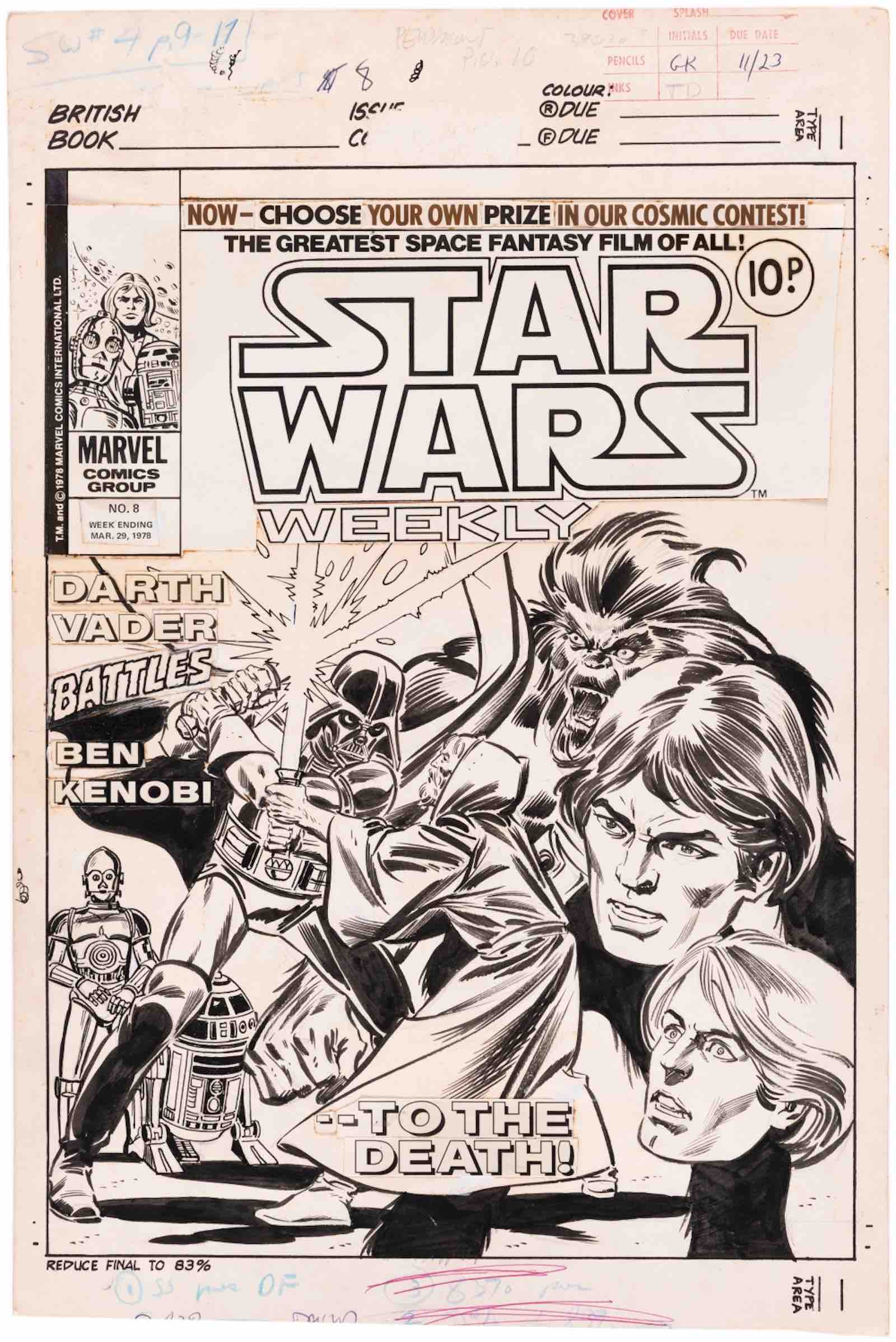 Gil Kane original art for cover of Star Wars Weekly #8