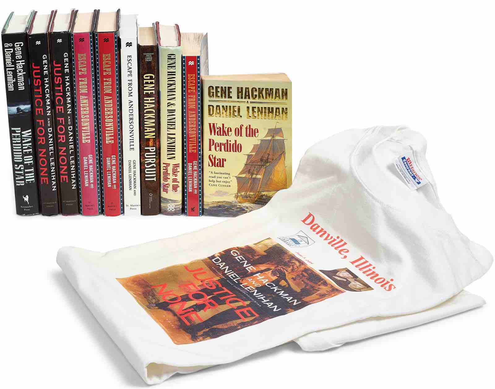 A collection of Gene Hackman's own books including ones inscribed to his wife
