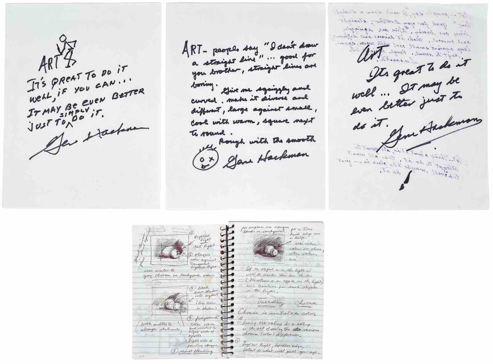 Gene Hackman's notebooks and art quotes