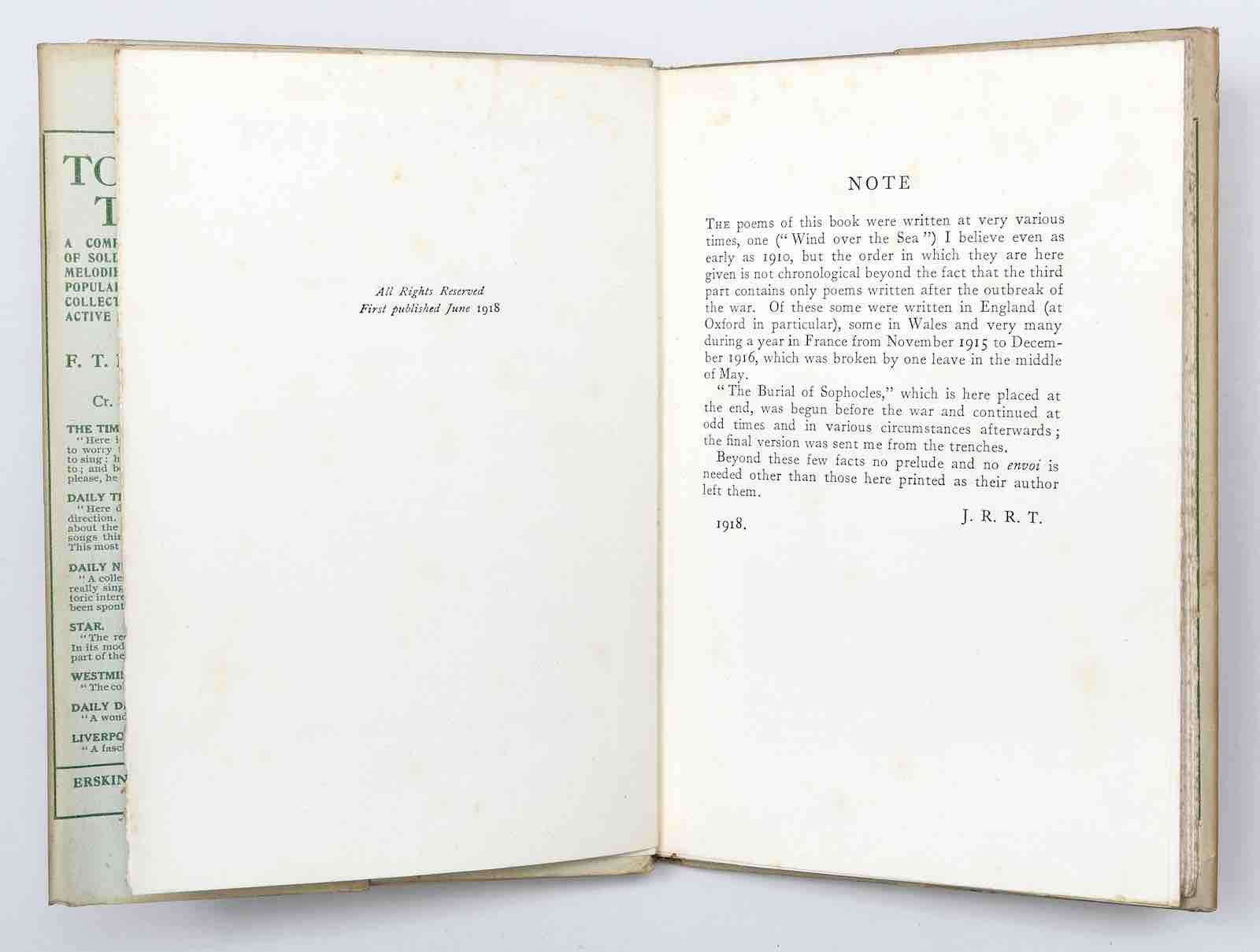 J. R. R. Tolkien (ed.), A Spring Harvest (1918) by Geoffrey Bache Smith