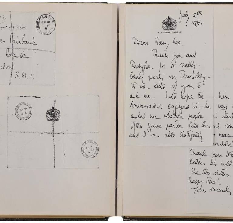 Bound book of thank-you letters, Douglas Fairbanks Jr.