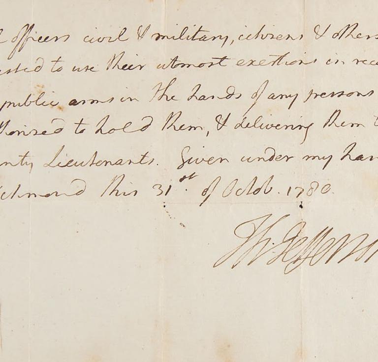 Thomas Jefferson Autograph Document Signed on Public Arms