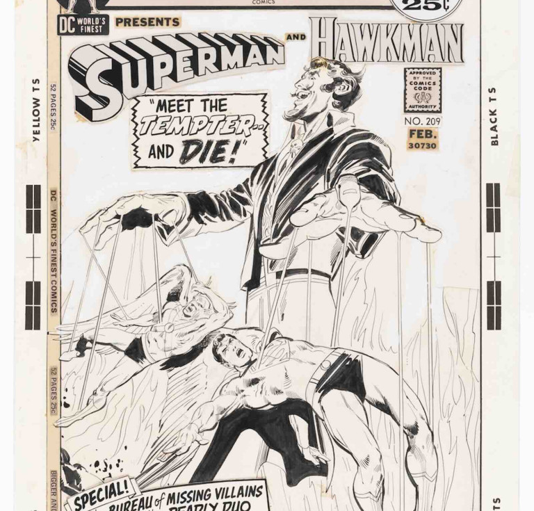 Neal Adams’ original pen-and-ink art for the cover of World's Finest #209 (DC Comics, Feb 1972)